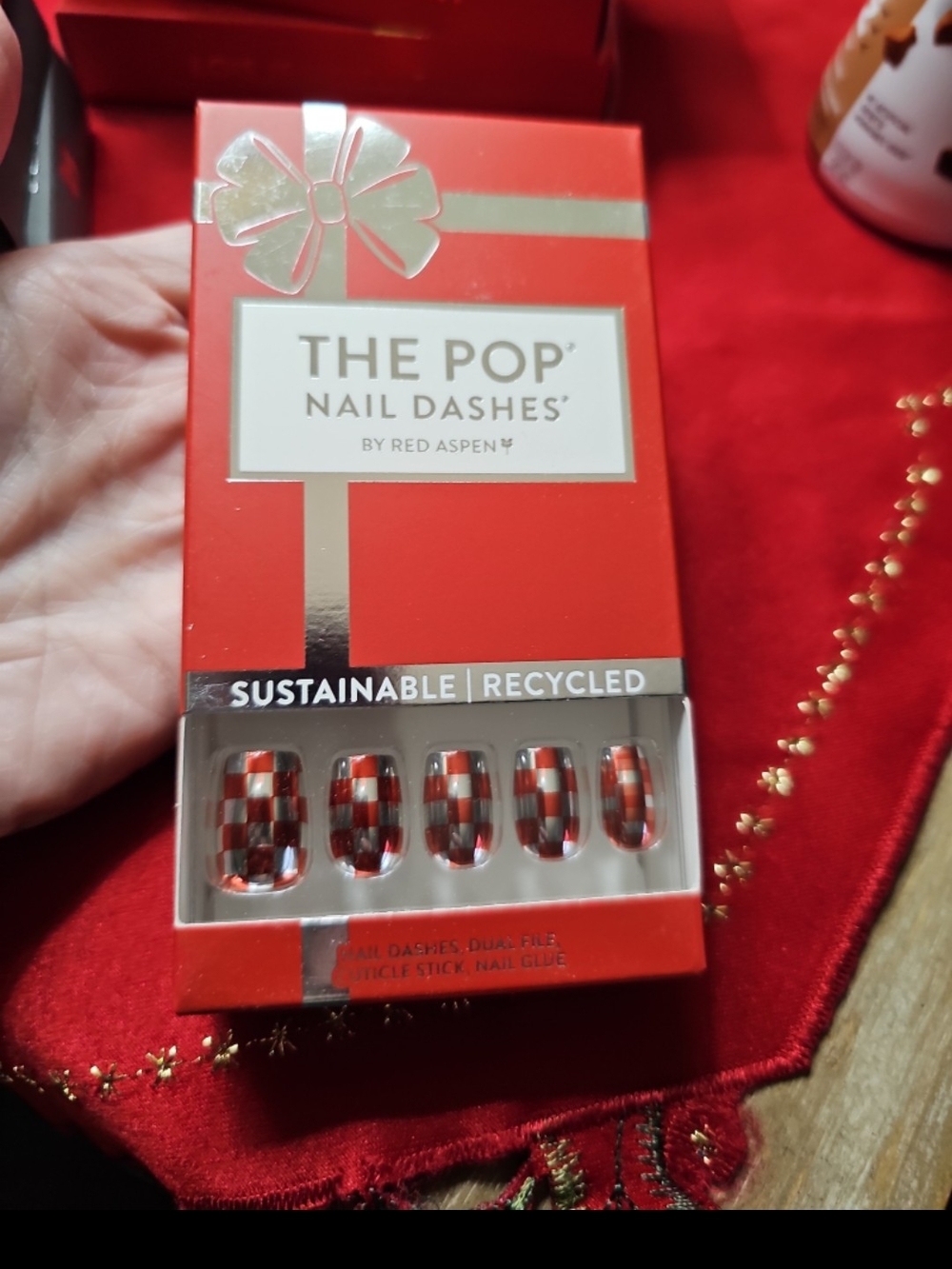 The Pop Nail Dashes by Red Aspen Naughty or nixe Naimah Check Press-On Nails